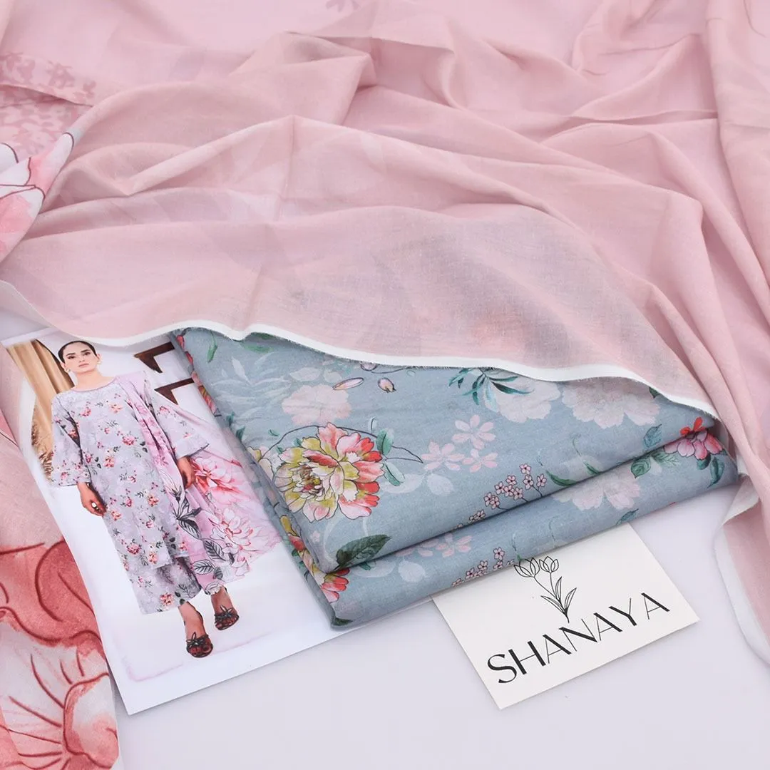 3 Pcs Women's Unstitched Digital Print Suit