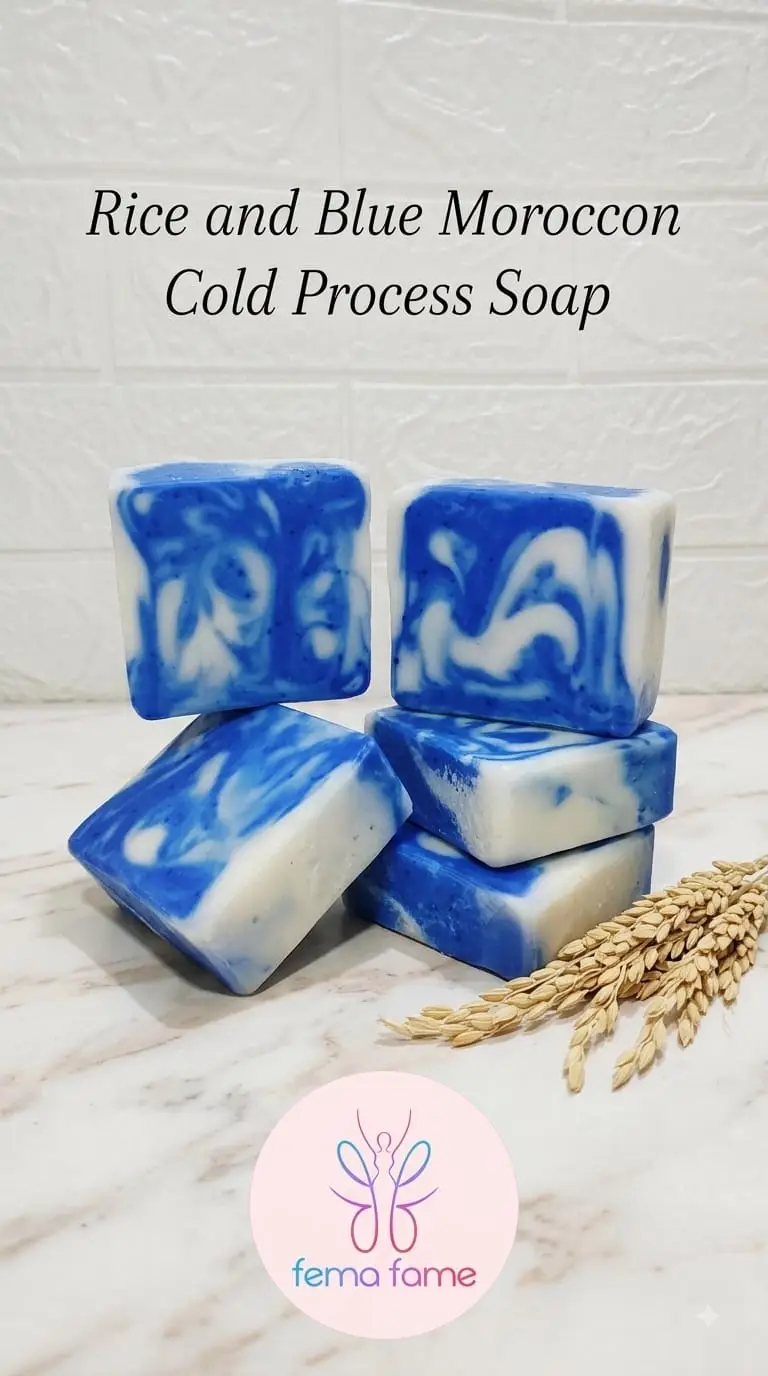 Cold Process Rice and Blue Moroccan Soap Bar