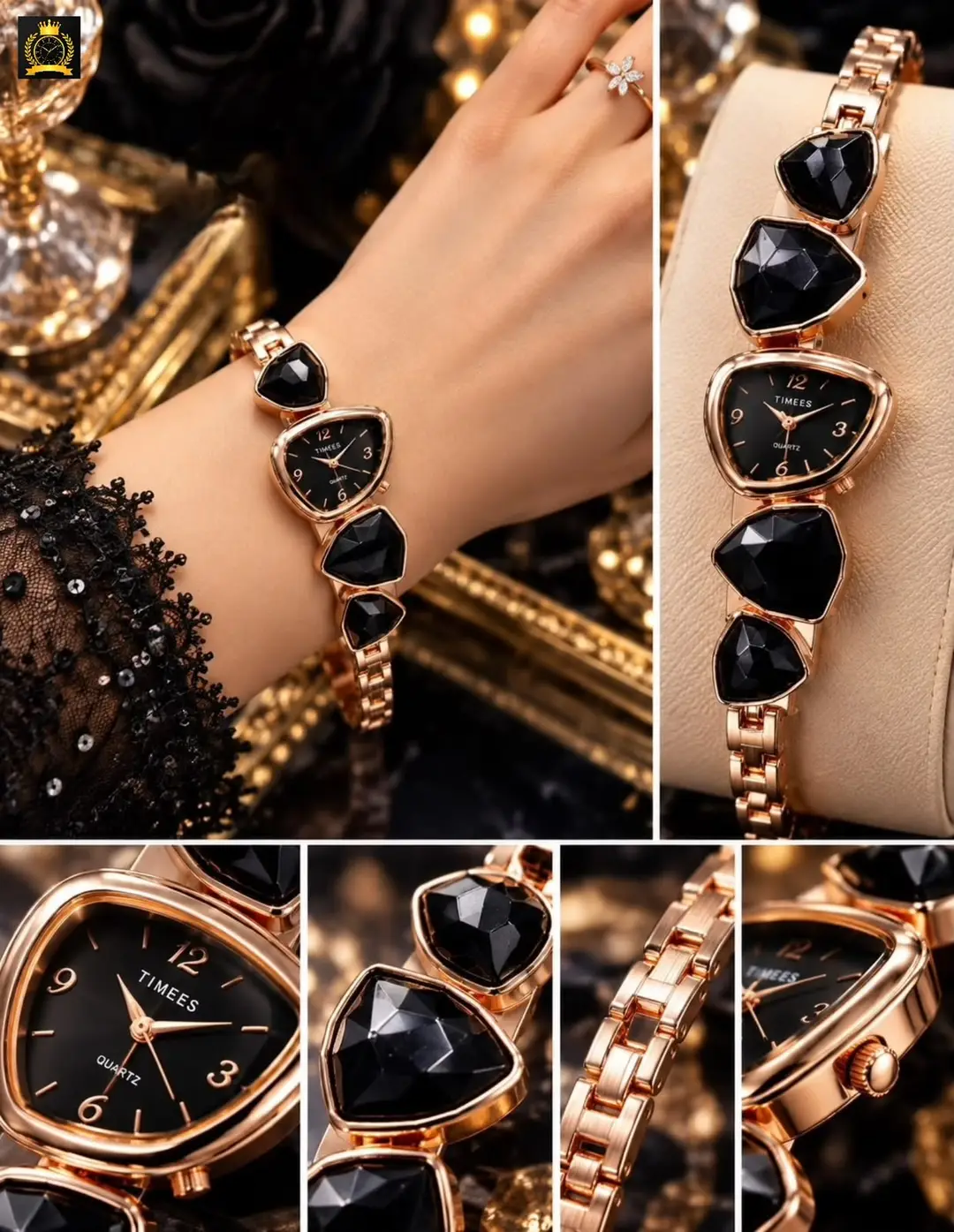Beautiful Crystal Cut Stone Chain Watch
