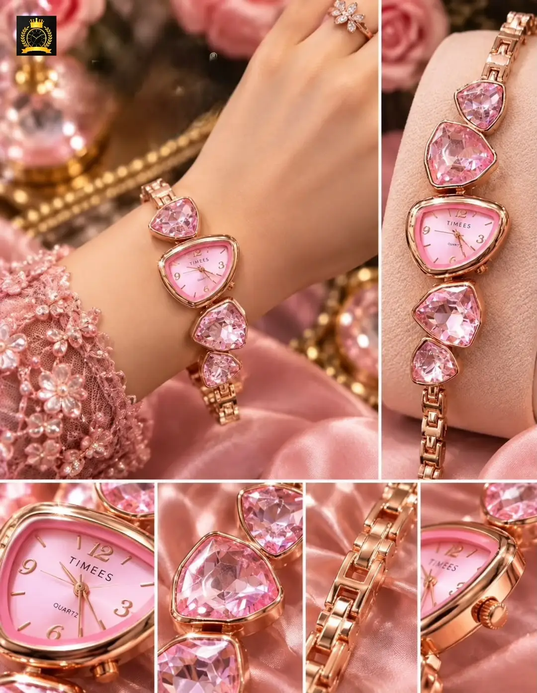 Beautiful Crystal Cut Stone Chain Watch