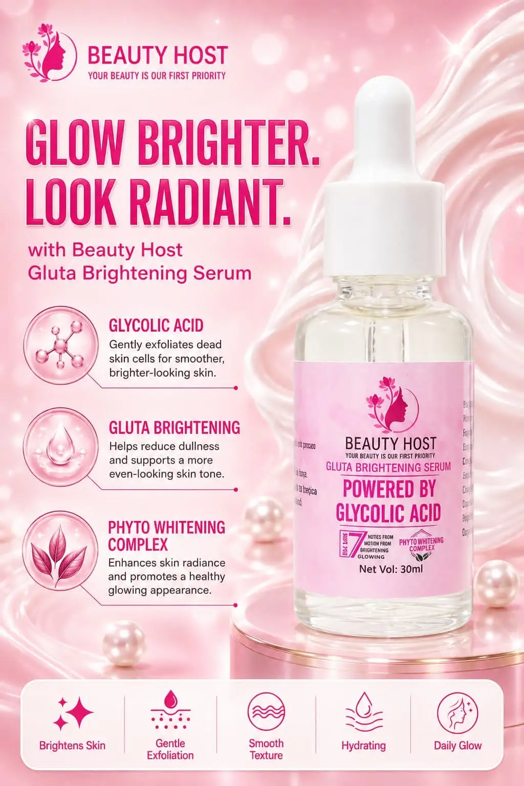 BEAUTY HOST Gluta Brightening Serum Powered By Glycolic Acid