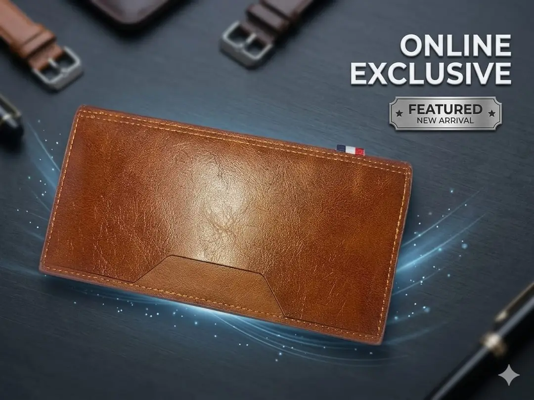 Men's  6 Pocket Long Wallet Leather Wallet with Inner Zip