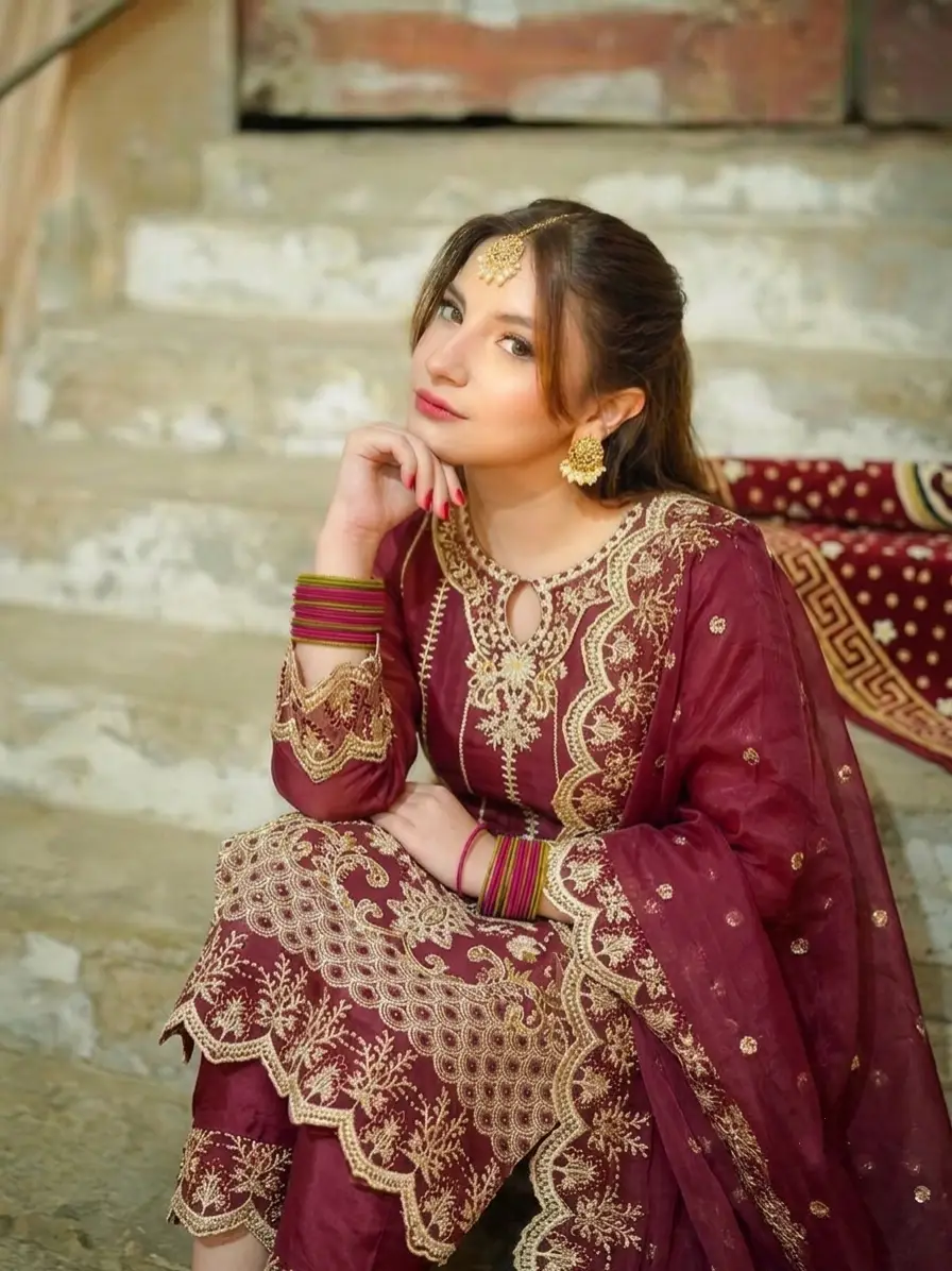 3 Pcs Women's Stitched Organza Embroidered Suit