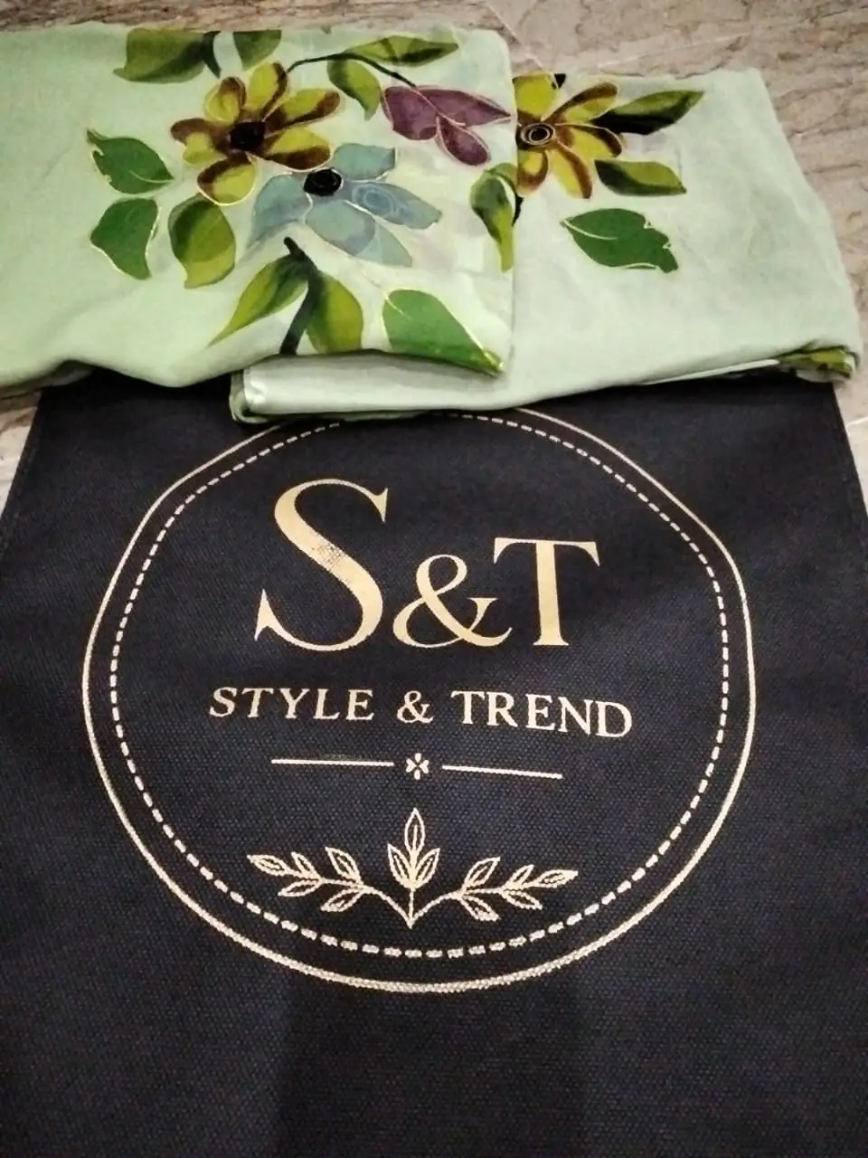 Mint Green 2 Pcs Women's Unstitched Hand Work Suit
