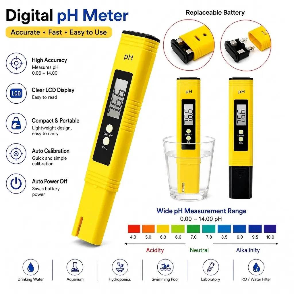 Digital pH Meter – Accurate Water Quality Tester