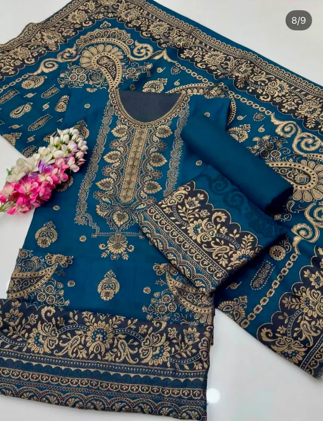 3 Pcs Women's Unstitched Embroidered Suit