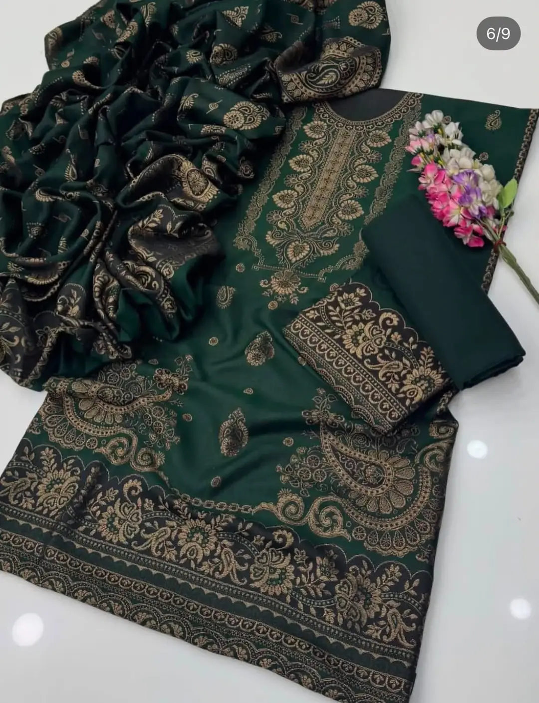 3 Pcs Women's Unstitched Embroidered Suit