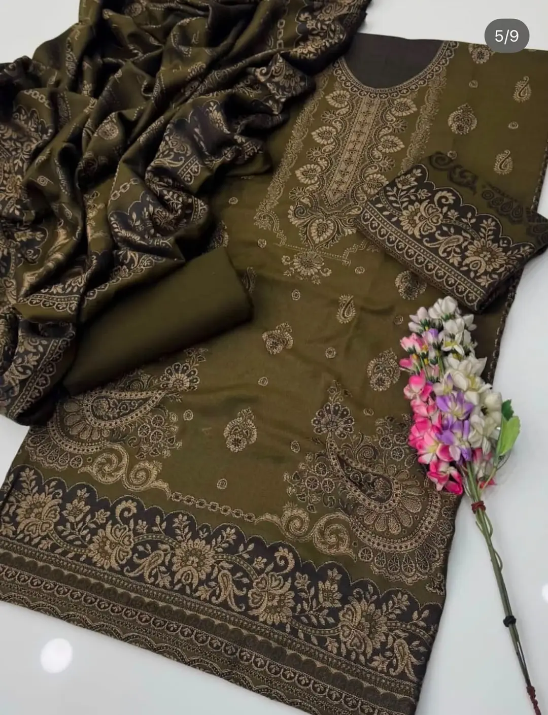 3 Pcs Women's Unstitched Embroidered Suit