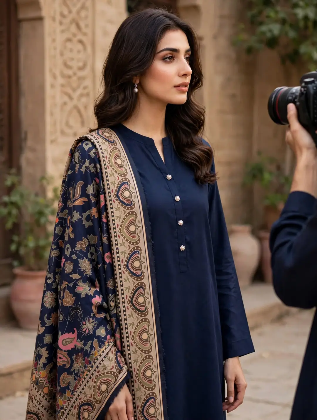 3 Pcs Women's Unstitched Plain Suit