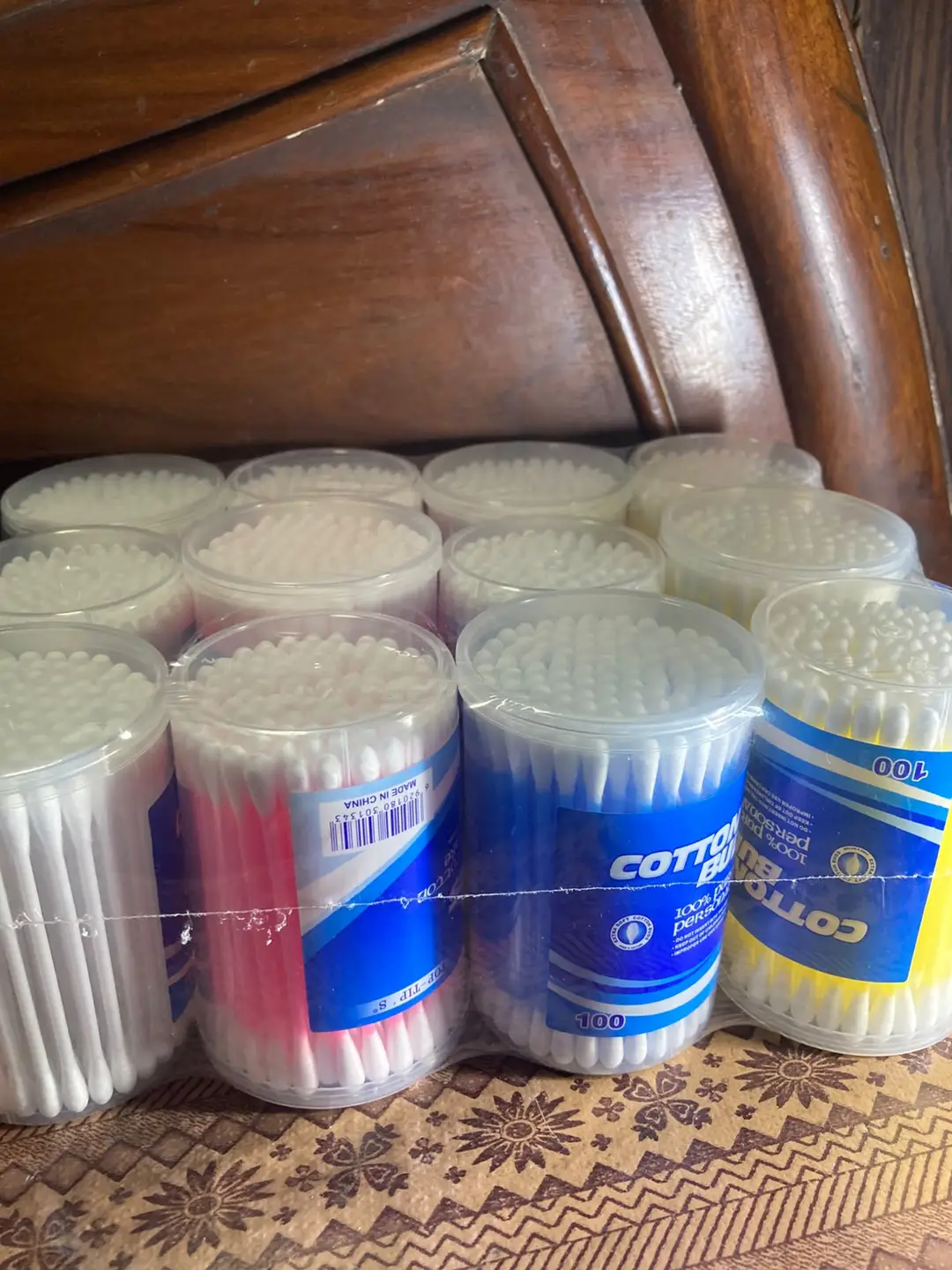 TopTip orginal 100 % Pure Cotton buds Made in China Plastic Cotton buds (100 Pcs) one Mini box Pack of 4 Box deal