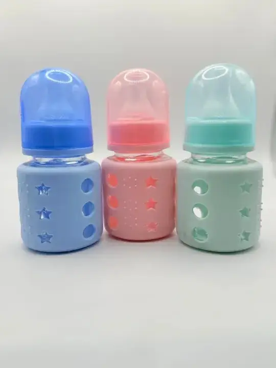 Algo Zero Glass Baby Feeder 60mL | BPA Free Baby Feeding Bottle with Silicone Cover (Newborn Safe)