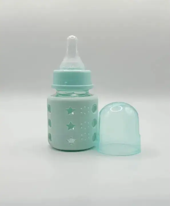 Algo Zero Glass Baby Feeder 60mL | BPA Free Baby Feeding Bottle with Silicone Cover (Newborn Safe)