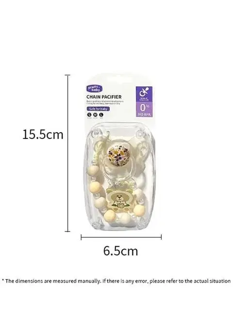 Luxury BPA Free Baby Pacifier & Chain Clip Set | Soft Silicone Newborn Soother with Cute Bear Pendant | Baby Gift Collection
