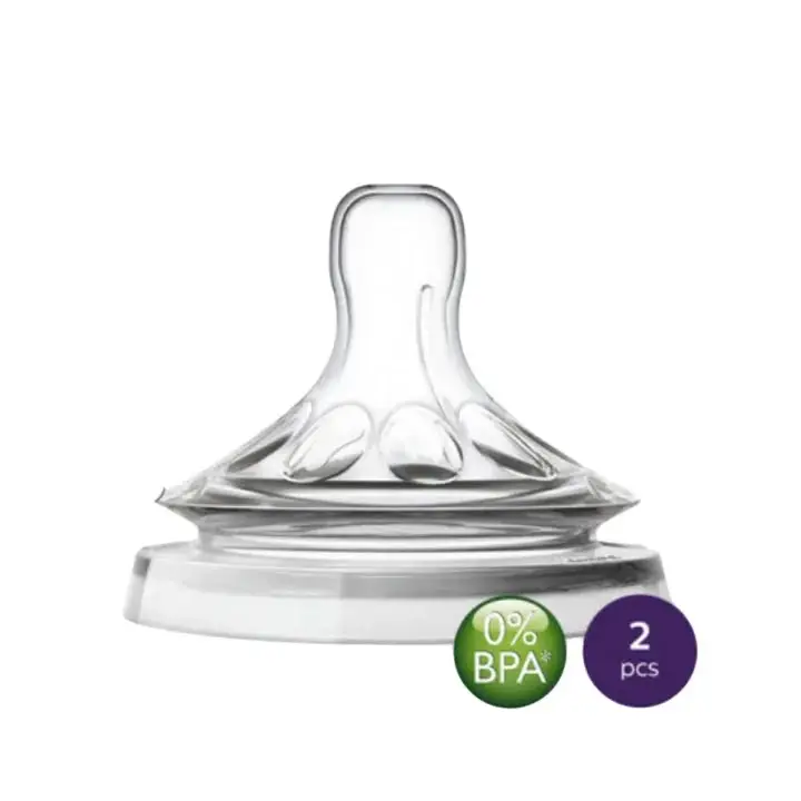 Natural Shape Wide Neck Baby Bottle Silicone Nipple | Soft Food Grade BPA Free Teat | Anti Colic Slow / Medium Flow