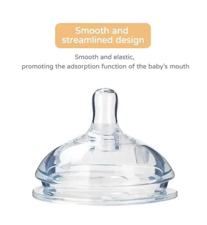 Breast-Like Baby Feeding Bottle 240ml /150ml – Wide Neck Silicone Milk Bottle with Soft Nipple, Natural Breast Shape Design, Anti-Colic Vent, BPA Free, Easy Grip Handles & Cute Cartoon Cover (Blue/Pink)” 240ml
