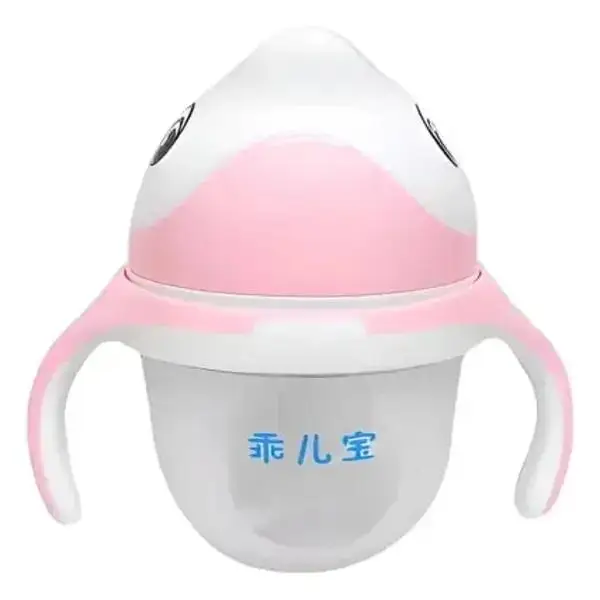 Breast-Like Baby Feeding Bottle 240ml /150ml – Wide Neck Silicone Milk Bottle with Soft Nipple, Natural Breast Shape Design, Anti-Colic Vent, BPA Free, Easy Grip Handles & Cute Cartoon Cover (Blue/Pink)” 150ml