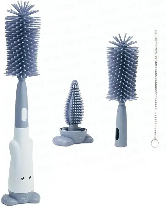 3 in 1 Baby Bottle Brushes For Cleaning Multifunctional Baby Bottle Brush Straw Brush, Pacifier and Feeder Bottle Cleaner Brush With Soft Silicone Bristle Cute Stand Water Bottle Brush Baby Supplies For Cleaning Tools for Home