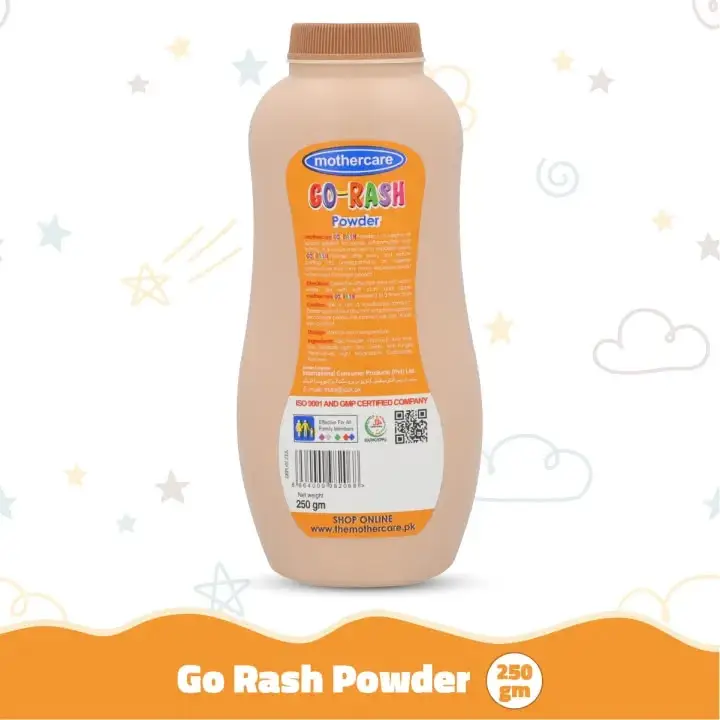 Mothercare Go-Rash Powder 250g - Pack of 2 | Original Anti-Rash Baby Powder | 100% Safe Protective Formula for Rashes, Chafing & Sensitive Skin (Pack of 2 Deals)