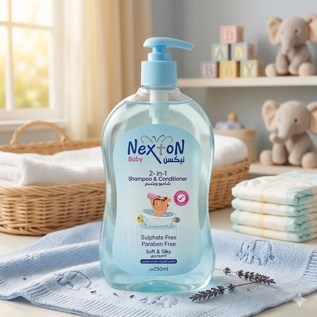 Nexton Baby Care Complete Gift Set Bundle - 5-in-1 Daily Essentials Pack with 250ml Shampoo, 250ml 2-in-1 Conditioner, 250ml Lotion, 200g Powder & 125ml Soft Cream - Gentle, Paraben & Sulphate Free Skincare Kit