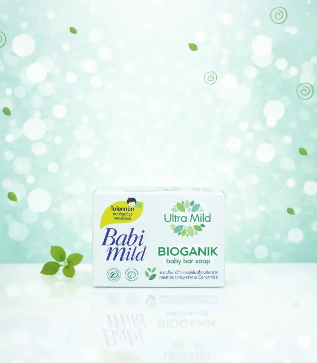 Babi Mild Bioganik Ceramide Complete Baby Care Essentials Set - Organic Natural Head & Body Bath, Baby Lotion, Baby Powder, Baby Cream & Bar Soap Kit for Newborns & Sensitive Skin/ Made in Thailand