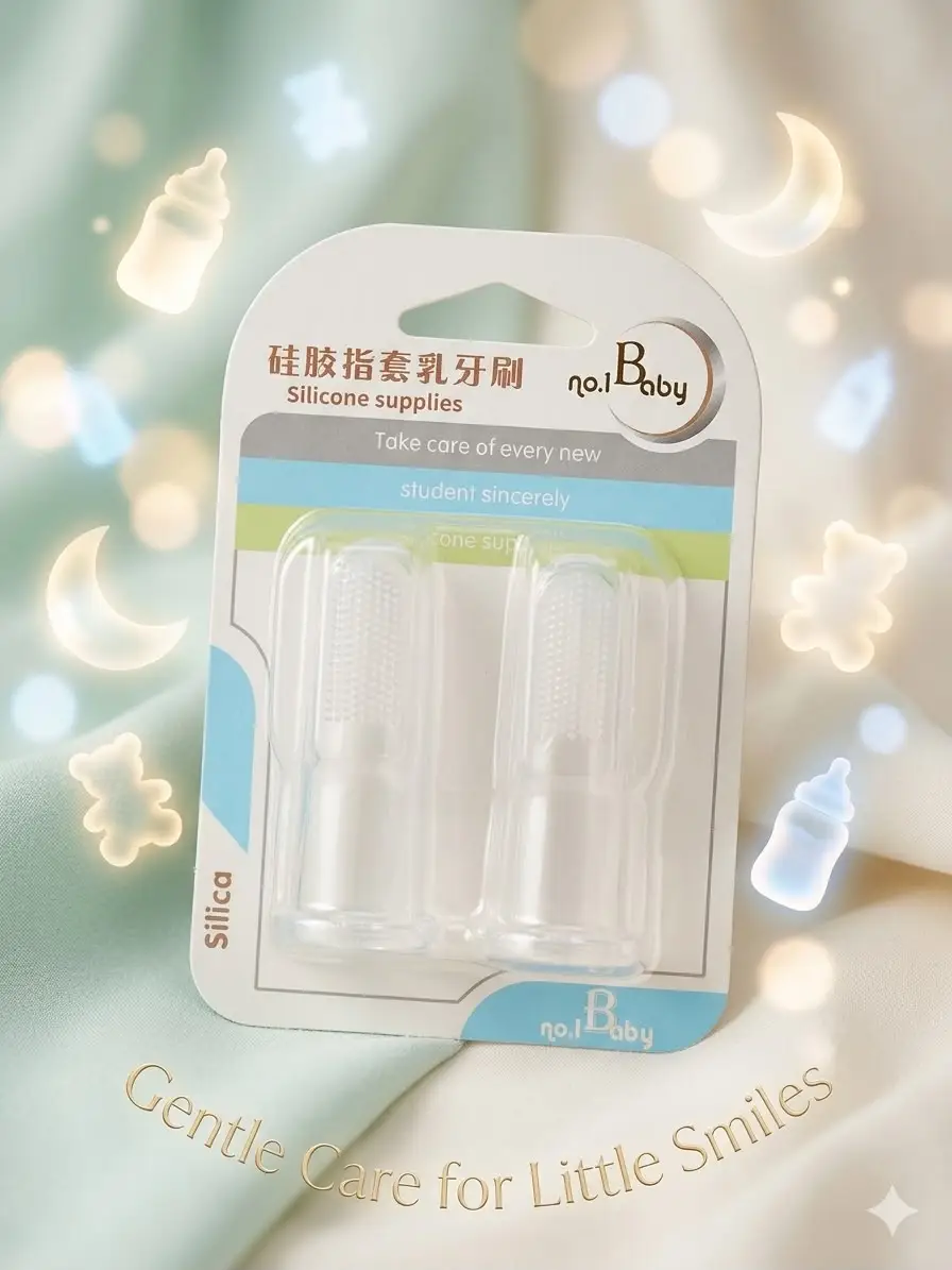 Premium Quality Silicone Baby Finger Brush Pack of 2 - Soft Newborn Teeth & Tongue Cleaner Oral Massager Combo Pack