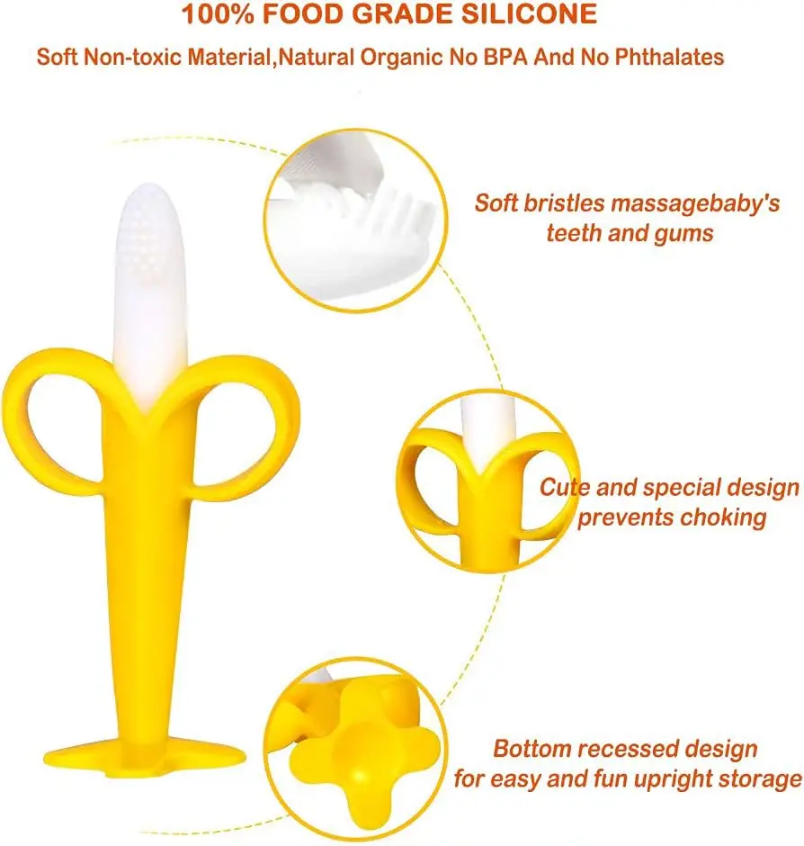 Baby Silicone Banana Teether for Babies – Baby Banana Teether – Banana Tooth Brush