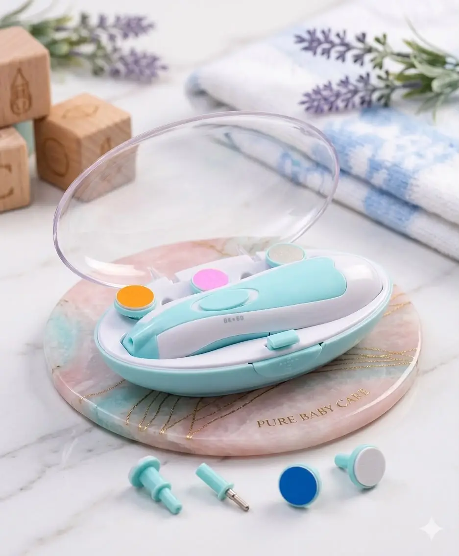 Premium 6-in-1 Baby Electric Nail Trimmer Kit – Safe, Silent & Gentle Automatic Nail Clipper for Newborns, Toddlers & Adults