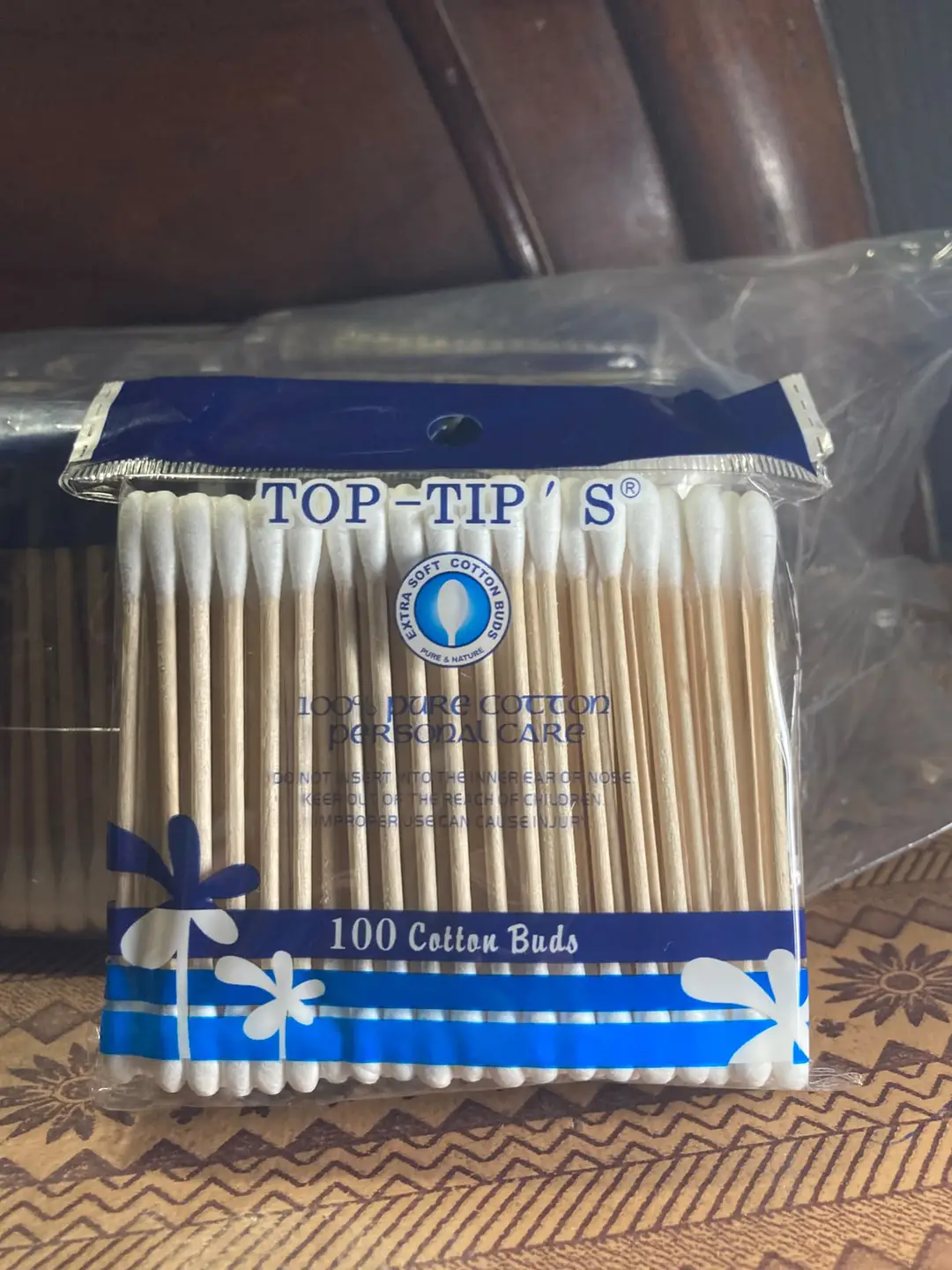 Top Tip 100% Pure Cotton Buds - Premium Soft Worod Stick Ear Swabs For Ear Care Makeup Removal & Cosmetic- 100% Safe Everyday Use