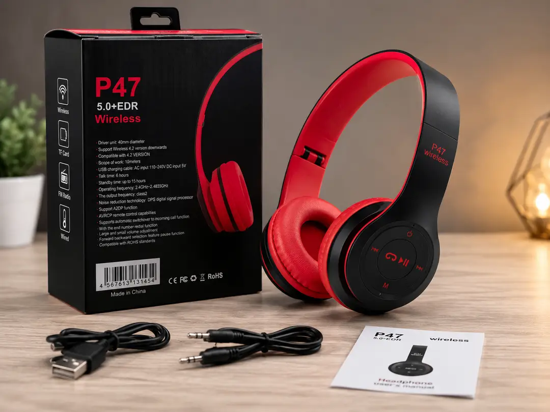 Black Long-Lasting Battery With Fast Charge Headphone