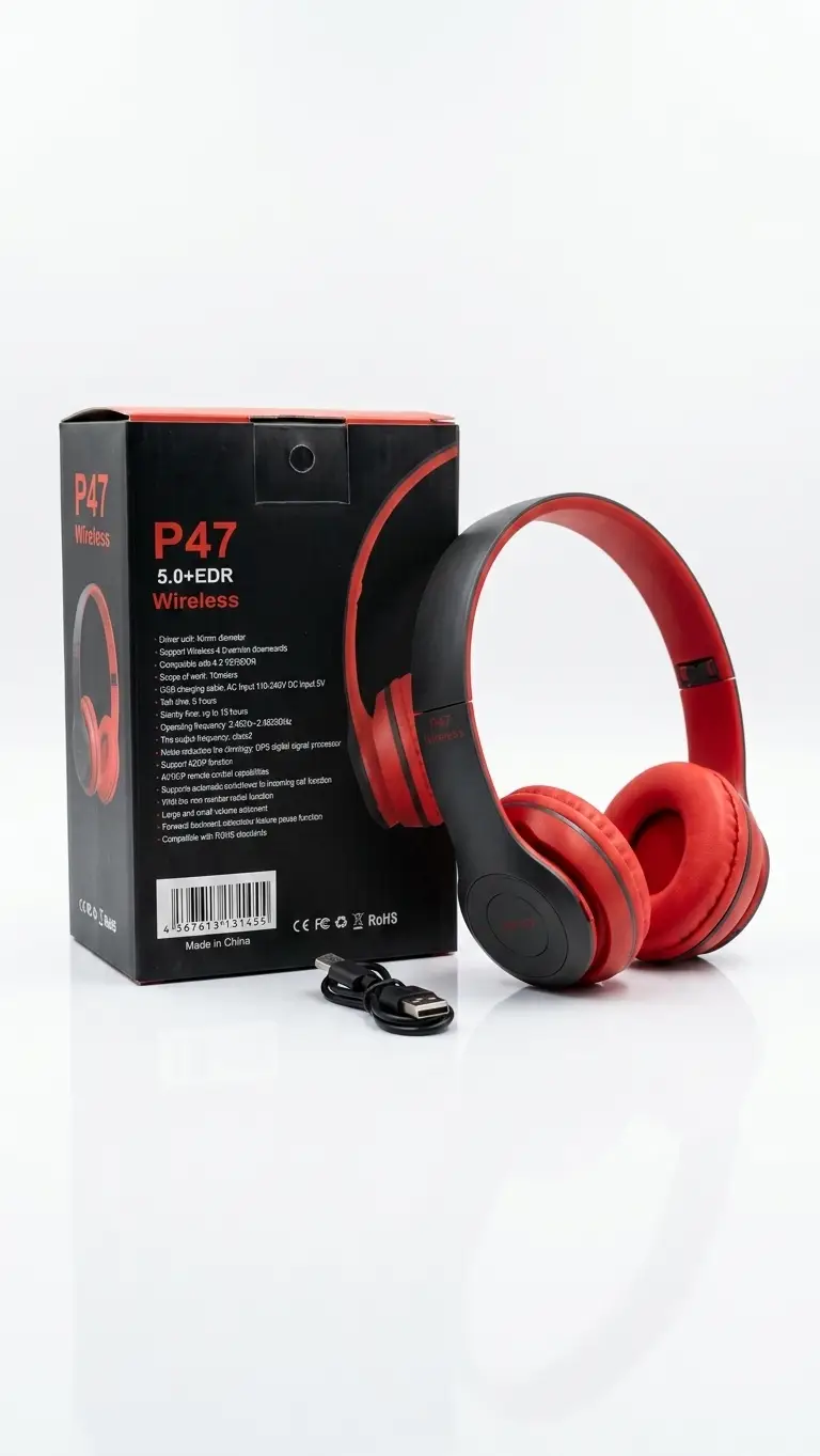 Black Long-Lasting Battery With Fast Charge Headphone