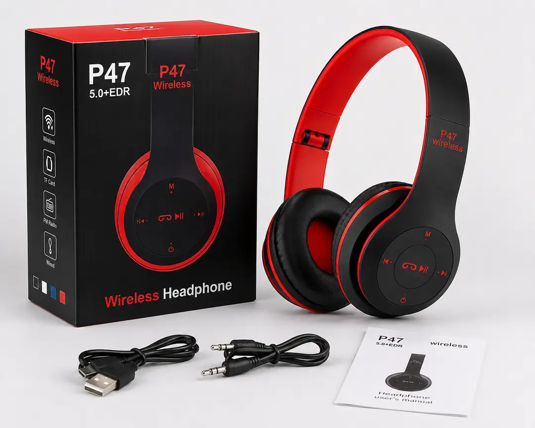 Black Long-Lasting Battery With Fast Charge Headphone