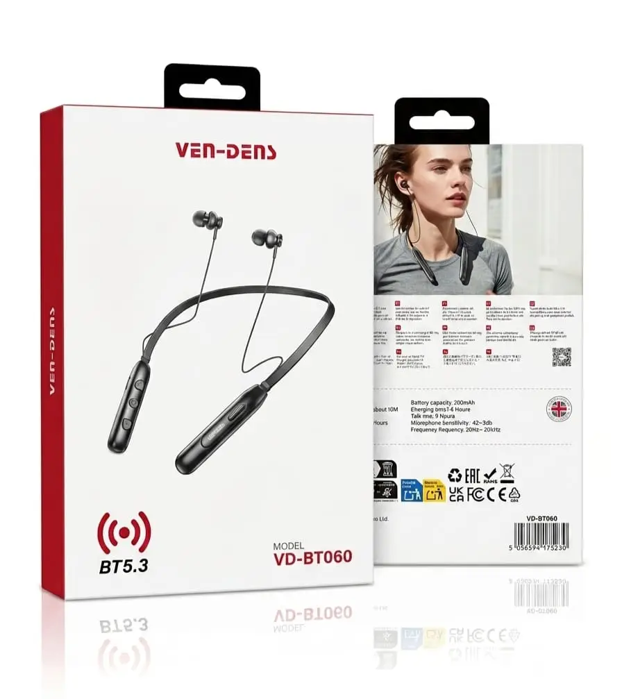 Black In-built Microphone 060 Wireless Neckband