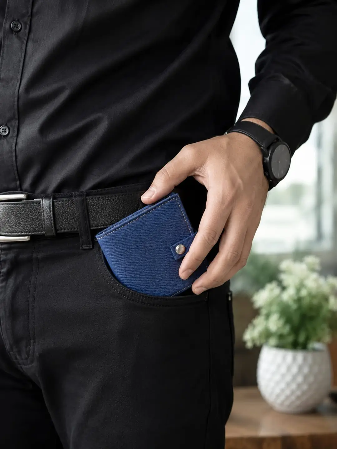 Cross Texture Card Holder Wallet | Snap Button Closure