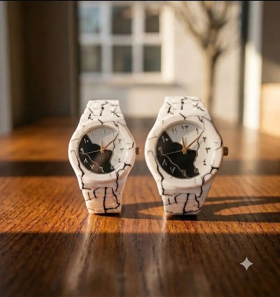 Marble Pattern Couple Watch Set | His & Her Matching Wristwatches
