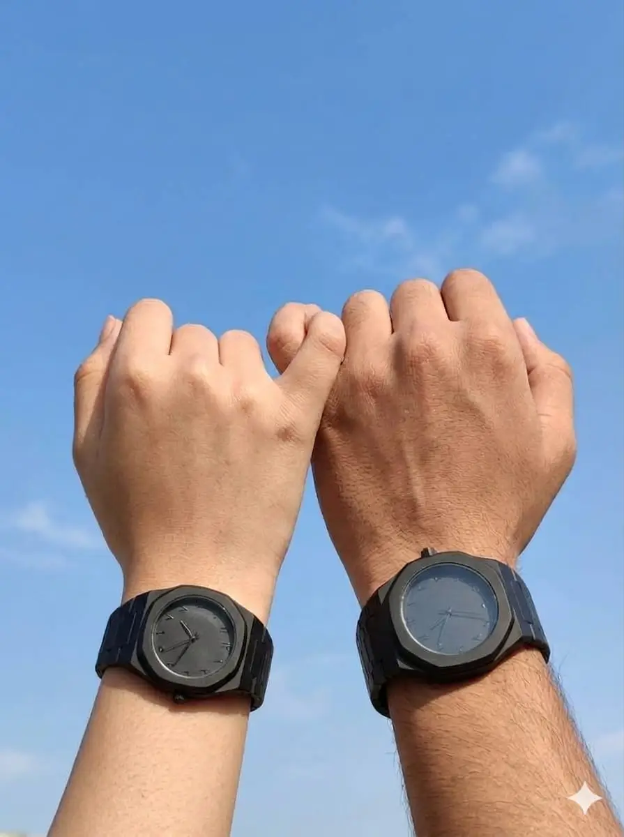 Couple Watch Set Full Black aura Watches