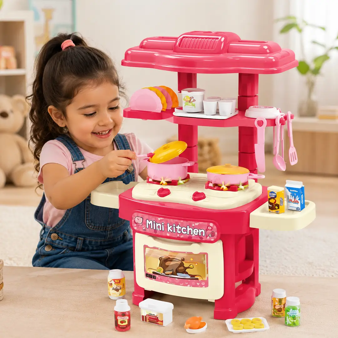 Girl's Plastic Kitchen Set