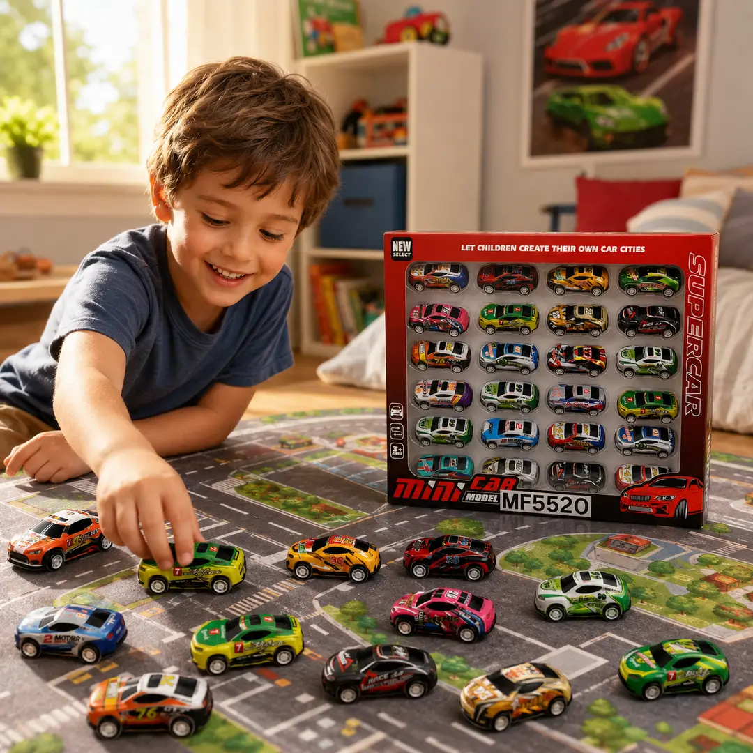 24-Piece Mini Racing Toy Car Set for Kids – Colourful Die-Cast Style Super Cars for Boys & Girls Ages 3+