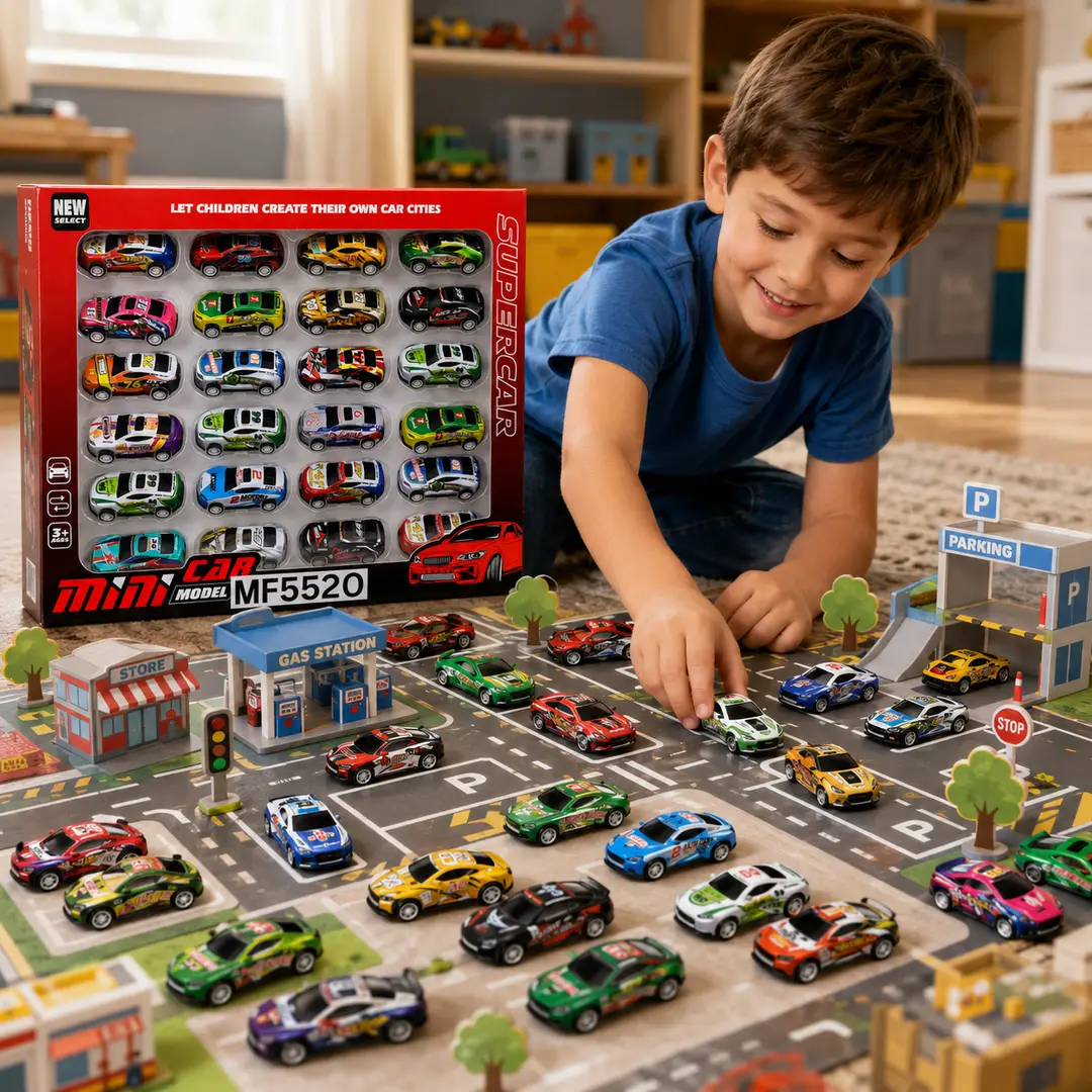 24-Piece Mini Racing Toy Car Set for Kids – Colourful Die-Cast Style Super Cars for Boys & Girls Ages 3+