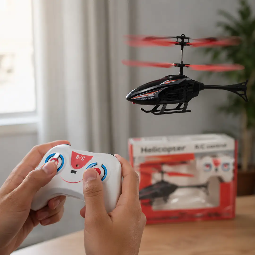 Rechargeable Remote Control Helicopter with LED Light & USB Charging – RC Flying Toy for Ages 14+