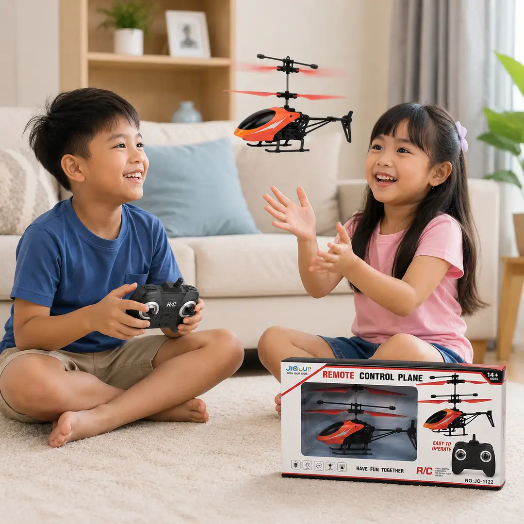 Rechargeable Remote Control Helicopter with LED Light & USB Charging – RC Flying Toy for Ages 14+
