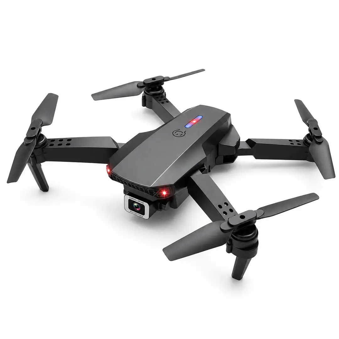 E88 Pro Foldable Drone with HD Camera, LED Lights & Remote Control – Black,White