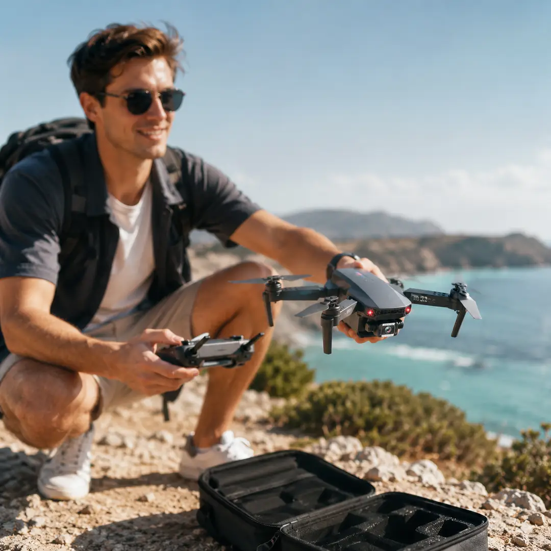 E88 Pro Foldable Drone with HD Camera, LED Lights & Remote Control – Black,White