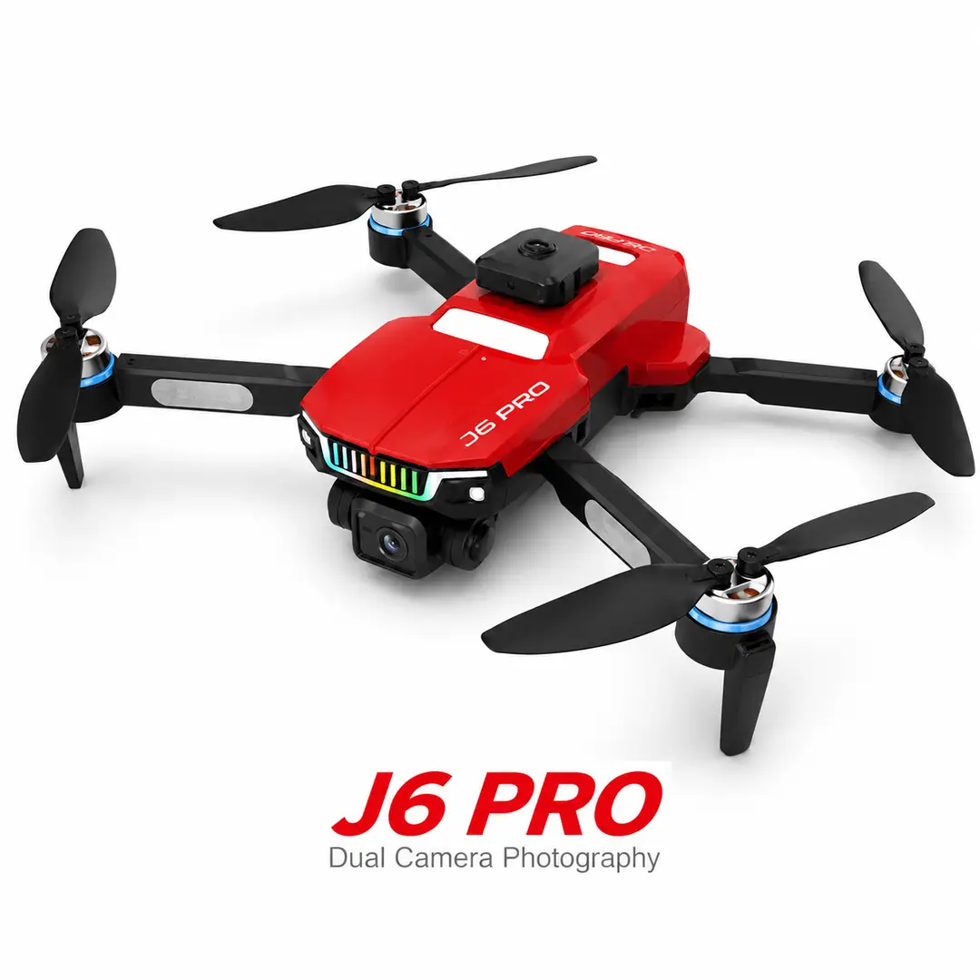 J6 Pro Foldable Dual Camera Drone with Altitude Hold, 360° Flips & Remote Control – Red