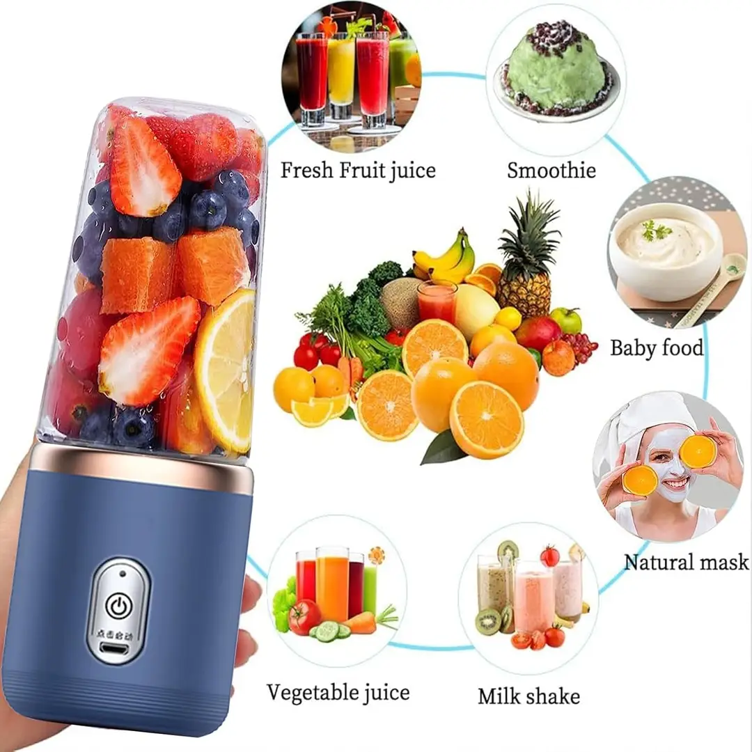Portable USB Rechargeable Blender Juicer Bottle – Mini Smoothie Maker for Fresh Juice, Shakes & Baby Food – Travel Friendly