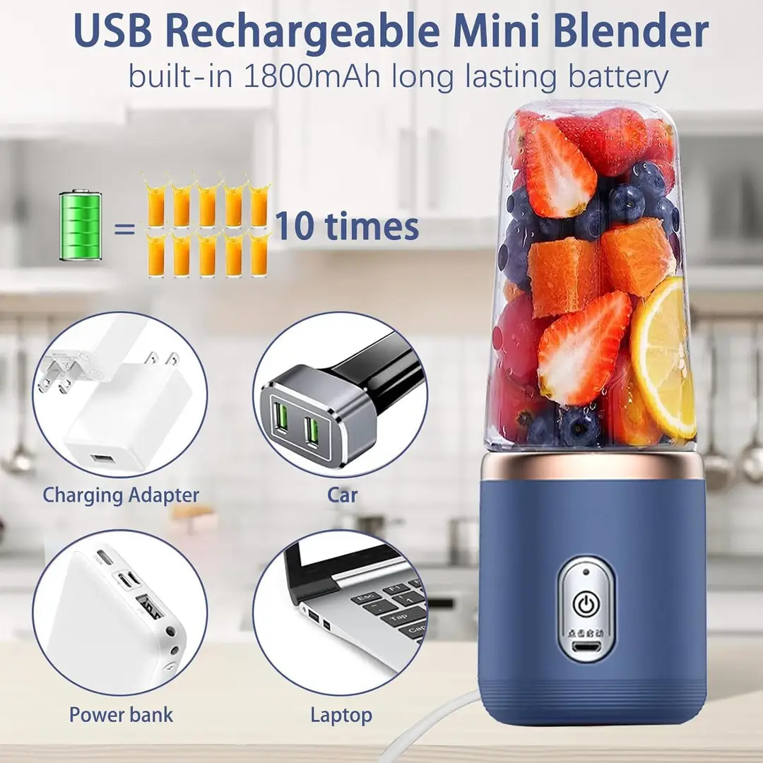 Portable USB Rechargeable Blender Juicer Bottle – Mini Smoothie Maker for Fresh Juice, Shakes & Baby Food – Travel Friendly