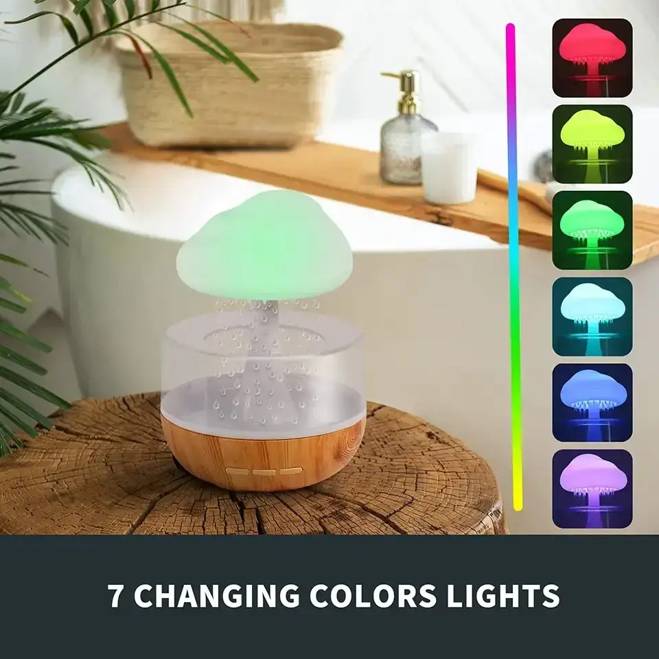 Rain Cloud Humidifier with Colorful LED Night Light | USB Aroma Diffuser & Air Humidifier for Home, Bedroom & Office
