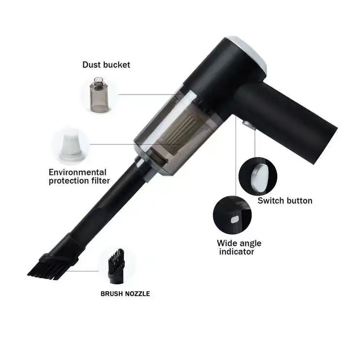 3-in-1 Portable Cordless Vacuum Cleaner – USB Rechargeable Mini Car Vacuum & Air Blower with Accessories | High Power Suction Cleaner