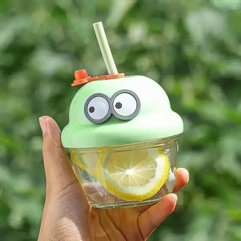 Cute Cartoon Ice Cream Cup with Straw – Kids Drinking Cup with Lid – Reusable Juice & Water Cup for Children