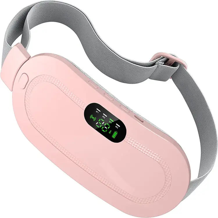 Period Cramp Relief Belt Portable Electric Menstrual Heating Pad with Massager | Rechargeable Heated Waist Belt | 3 Heat Levels | 4 Vibration Modes | Warm Compress for Menstrual Cramps, Back & Abdominal Pain Relief for Women & Girls