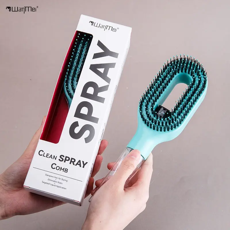 2 in 1 Water Spray Hair Brush – Refillable Hair Detangling Comb with Mist Sprayer – Anti-Static Styling Brush for Women & Kids